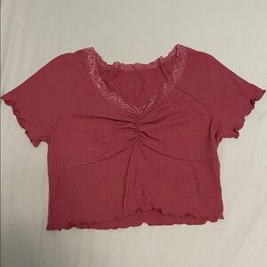 SHEIN Pink Ruched Crop Top